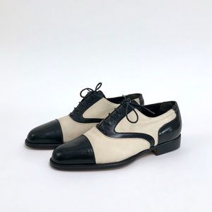 Vintage Black & Cream Oxford Loafers Made in Paris